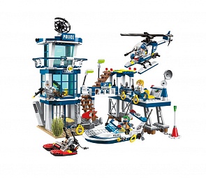 Конструктор Police Battle Force - Пристань. Полиция с катером, вертолетом и фигурками, 565 деталей (Enlighten Brick, BRICK1916 (С))